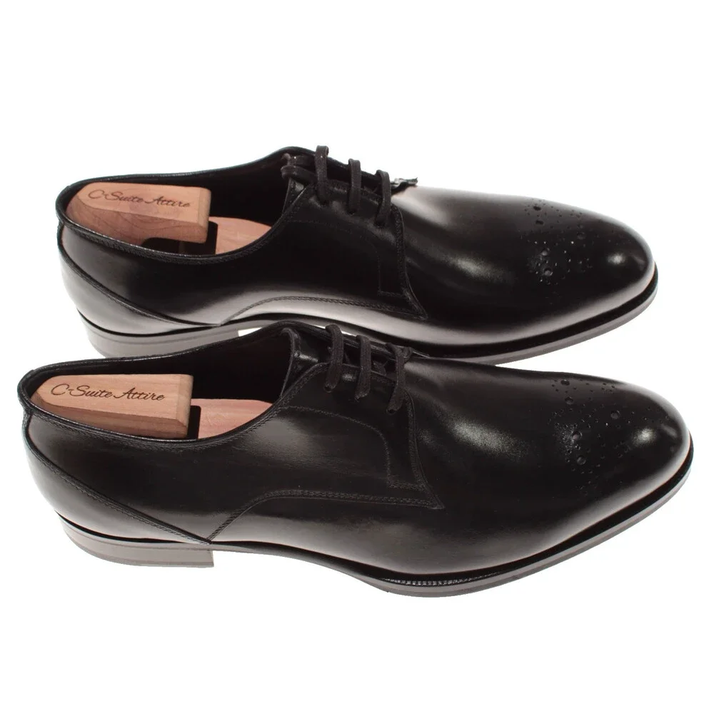 Pastori NWOB Chlorus Lace Up Derby Dress Shoes Size 9 US in Black Leather